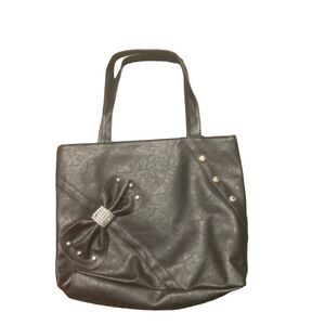 Black Vegan Patent Leather Tote Bag